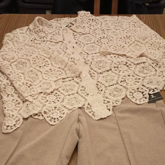 CATO Size 1X Cream Crochet Cardigan (EUC) - Picture 1 of 11